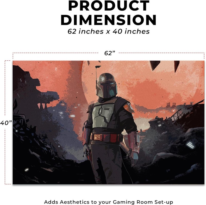 DreamController Starwarrs Bobba Fett Custom Rugs for Gamer Room (62x40inch)| Playroom Carpets Inspired by Games & Anime Decor for Gamers | Gamer Room Decor for Kids Teen Anti-Slip Gaming Mats - Image 2